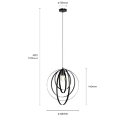Lámpara colgante Ringo, 1 luz, negro