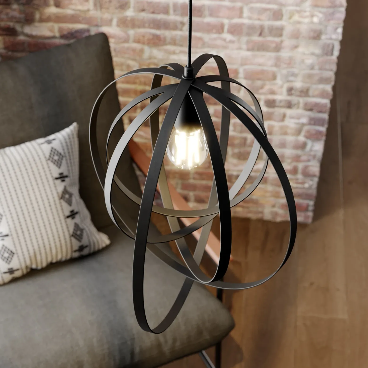 Lámpara colgante Ringo, 1 luz, negro