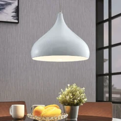 Lámpara colgante Ritana de Lindby, blanca, metal, Ø 31 cm, E27