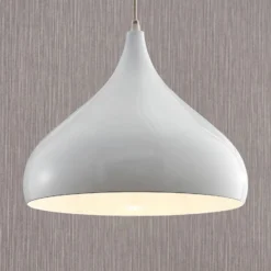 Lámpara colgante Ritana de Lindby, blanca, metal, Ø 31 cm, E27