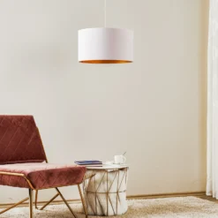 Lámpara colgante Roller, blanco/dorado, Ø 45 cm