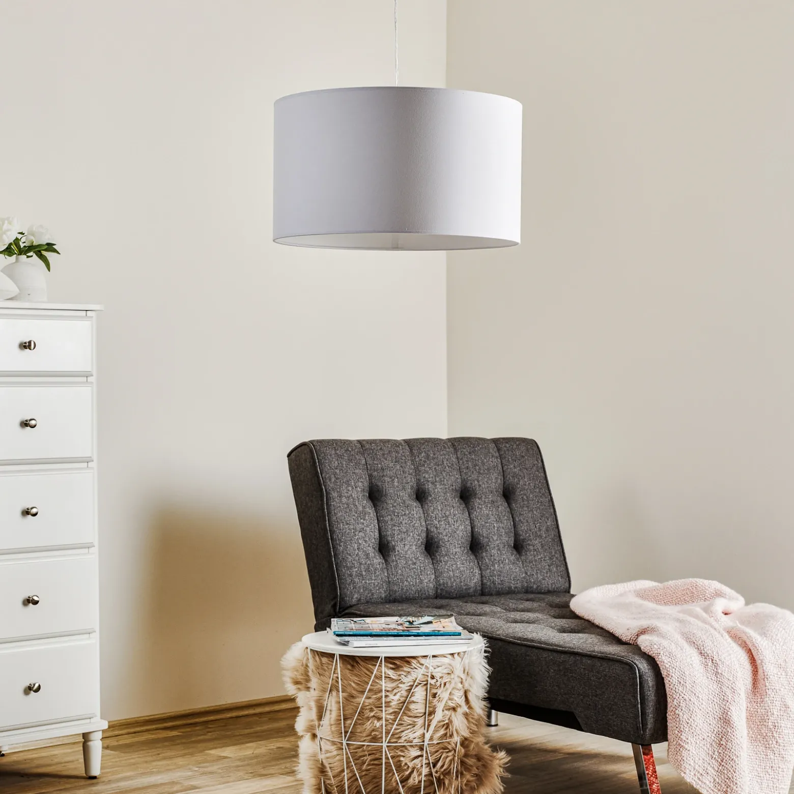 Lámpara colgante Roller, blanca, Ø 45 cm
