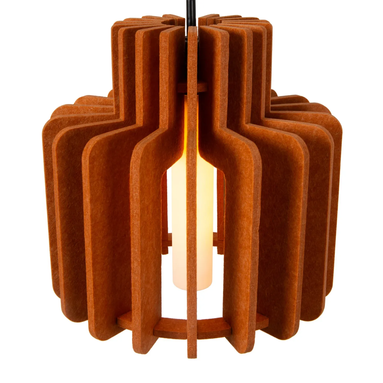 Lámpara colgante Rollo, terracota, Ø 40 cm, tela/metal/vidrio