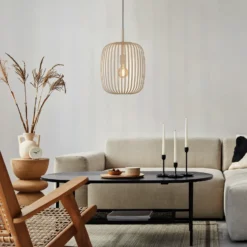 Lámpara colgante Romazzina, beige, Ø 33 cm, metal, E27
