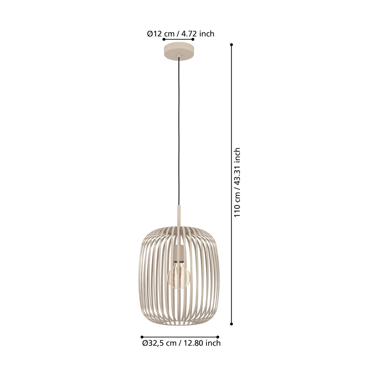 Lámpara colgante Romazzina, beige, Ø 33 cm, metal, E27