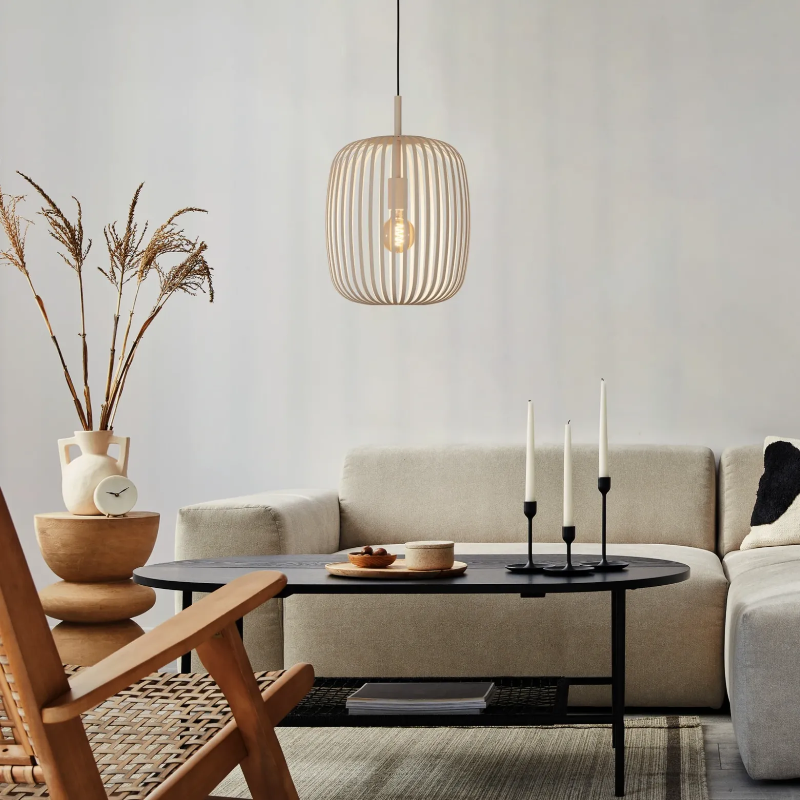 Lámpara colgante Romazzina, beige, Ø 33 cm, metal, E27
