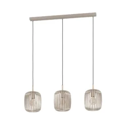 Lámpara colgante Romazzina, beige, longitud 90 cm, 3 luces, metal