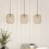 Lámpara colgante Romazzina, beige, longitud 90 cm, 3 luces, metal