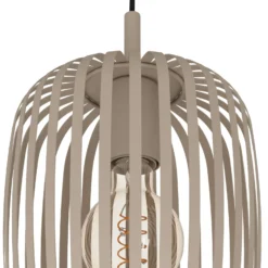Lámpara colgante Romazzina, Ø 46 cm, color arena, 3 luces, acero