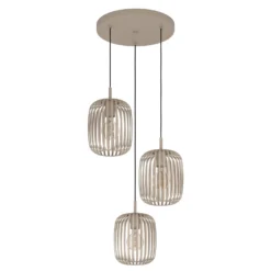 Lámpara colgante Romazzina, Ø 46 cm, color arena, 3 luces, acero