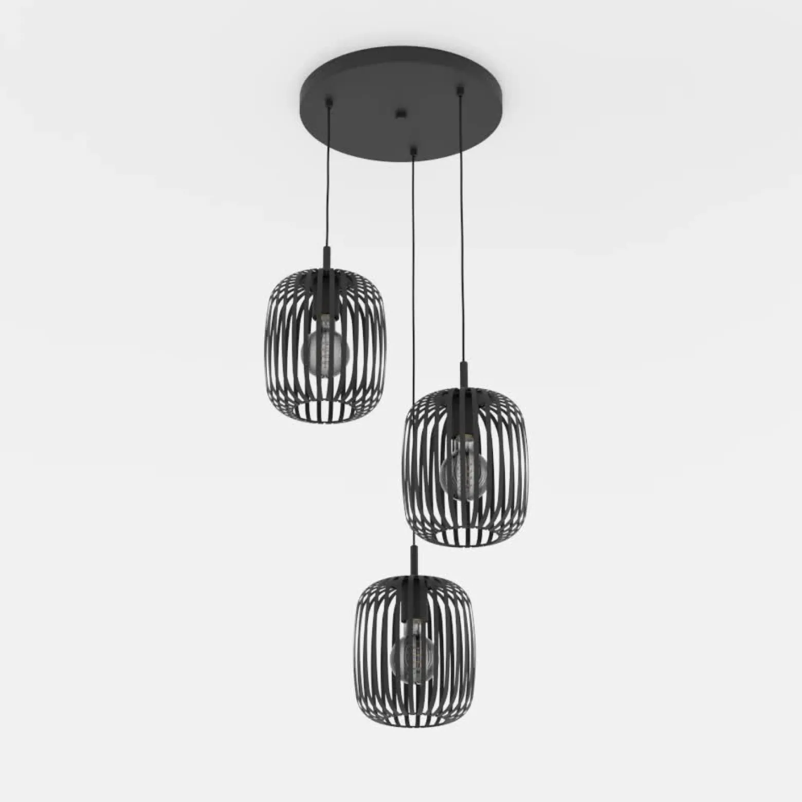 Lámpara colgante Romazzina, Ø 46 cm, negra, 3 luces, acero