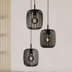 Lámpara colgante Romazzina, Ø 46 cm, negra, 3 luces, acero