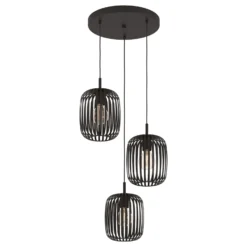 Lámpara colgante Romazzina, Ø 46 cm, negra, 3 luces, acero