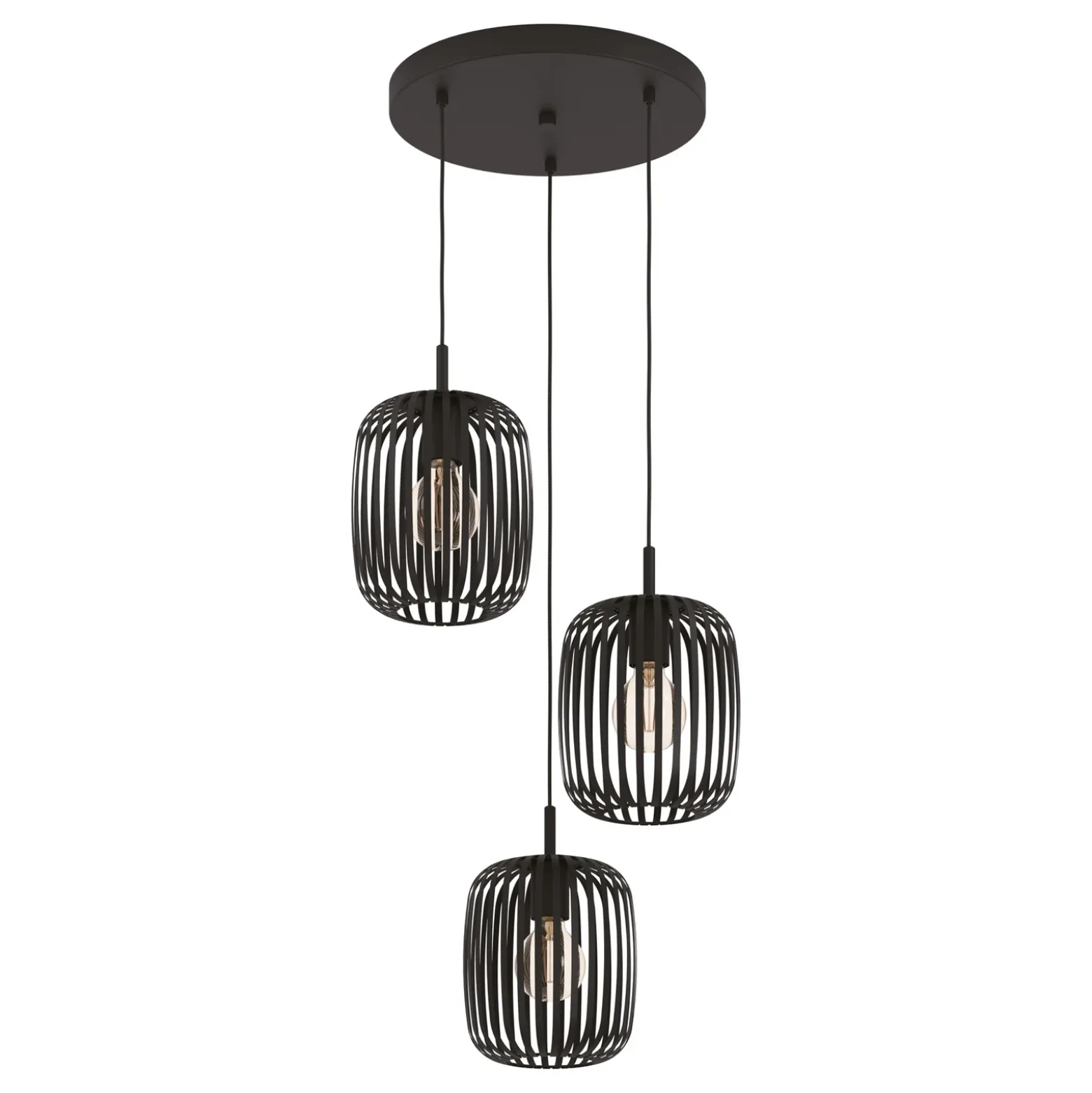 Lámpara colgante Romazzina, Ø 46 cm, negra, 3 luces, acero