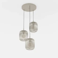 Lámpara colgante Romazzina, Ø 46 cm, color arena, 3 luces, acero