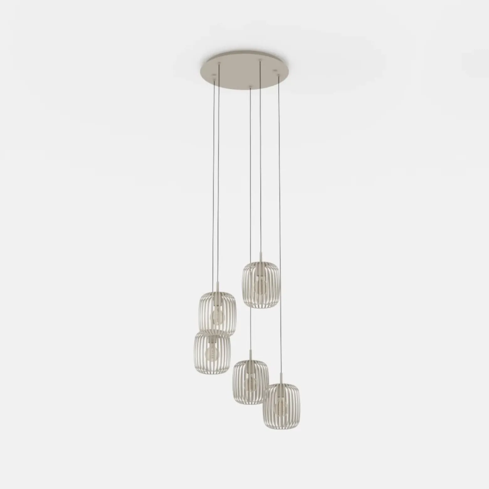 Lámpara colgante Romazzina, color arena, acero, Ø 50 cm, 5 luces.