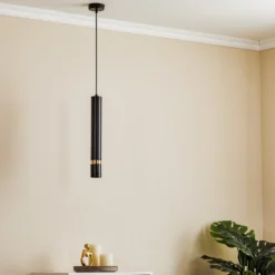 Lámpara colgante Rondo negro/dorado, 1 luz