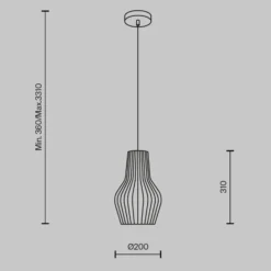Lámpara colgante Roots de Maytoni, Ø 20 cm, altura 31 cm, madera/negro