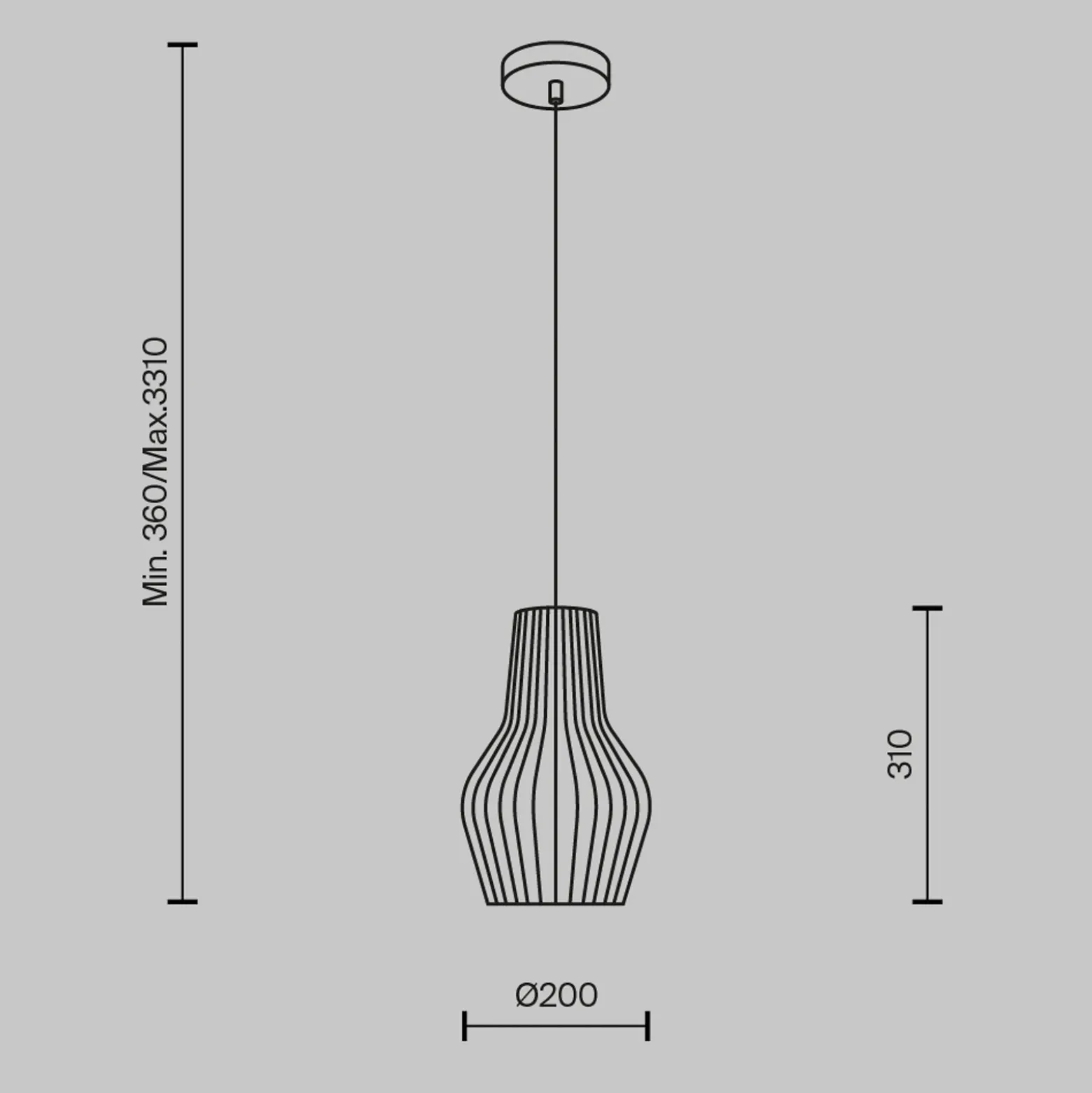 Lámpara colgante Roots de Maytoni, Ø 20 cm, altura 31 cm, madera/negro