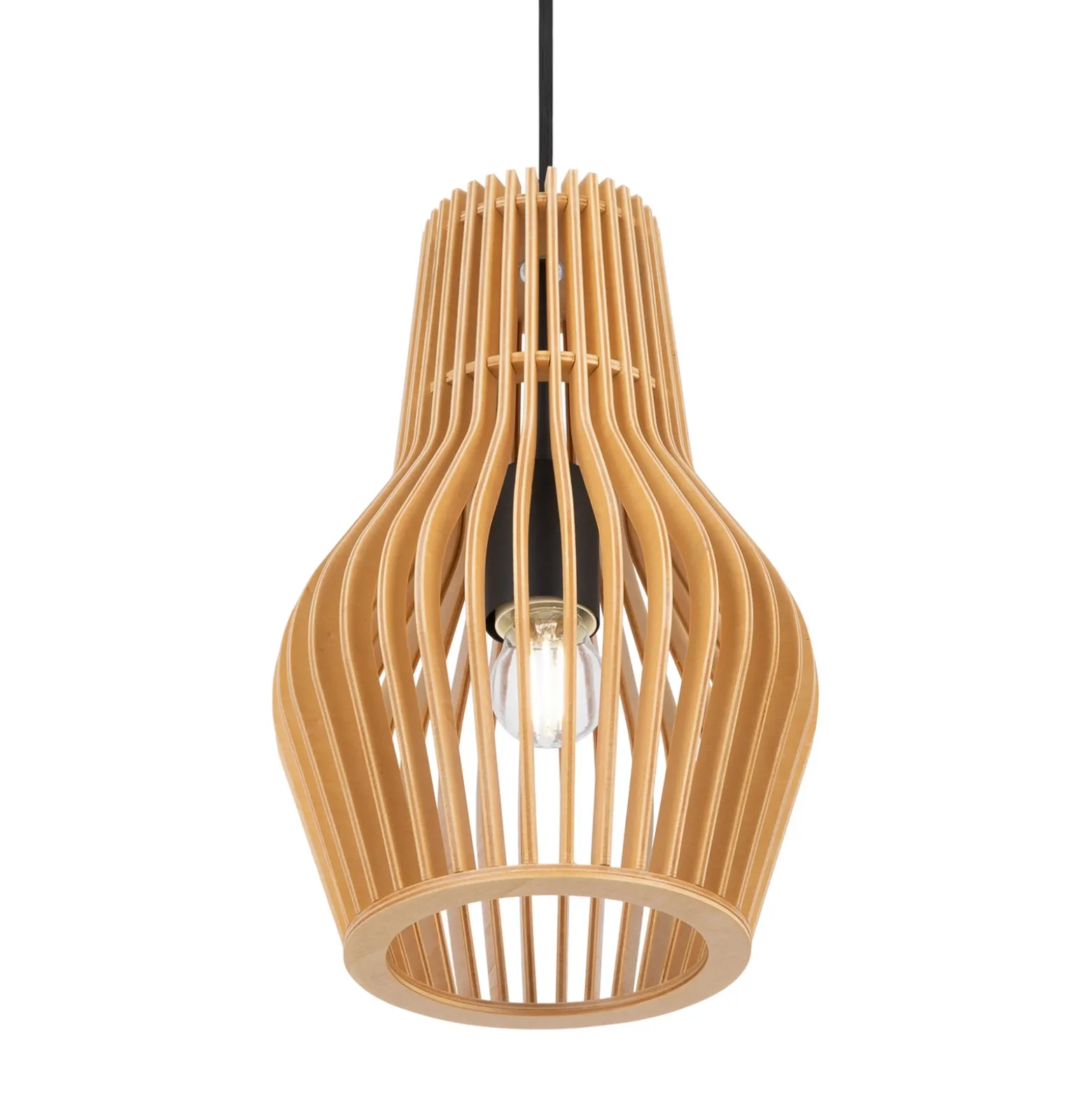Lámpara colgante Roots de Maytoni, Ø 20 cm, altura 31 cm, madera/negro
