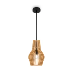 Lámpara colgante Roots de Maytoni, Ø 20 cm, altura 31 cm, madera/negro