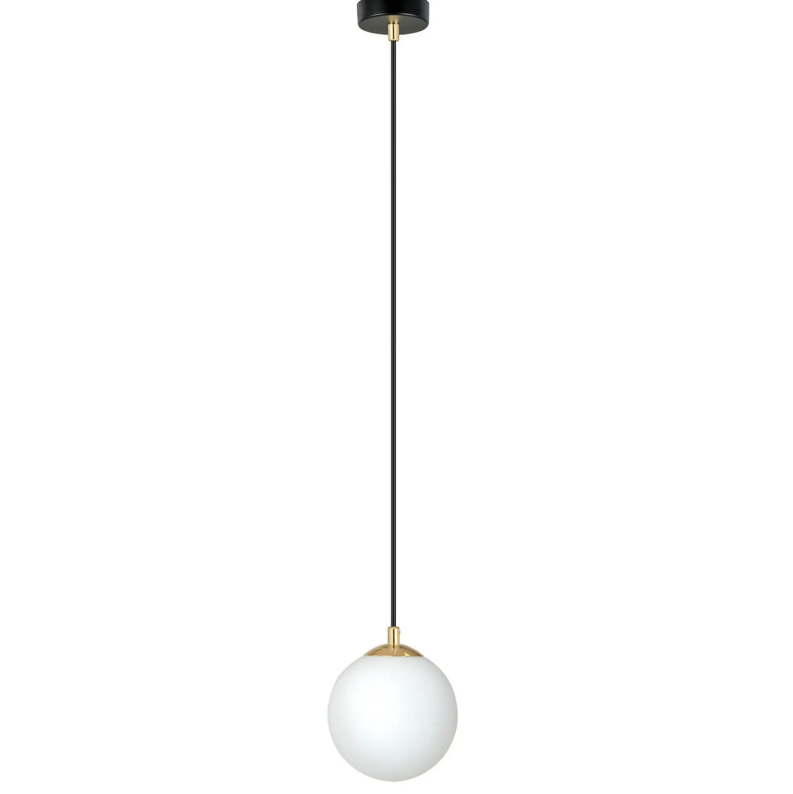 Lámpara colgante Royal, blanco opalino/negro, cristal, E14