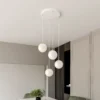 Lámpara colgante Royal, 4 luces, blanco opalino/blanco, cristal, E14