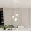 Lámpara colgante Royal, 3 luces, blanco opalino/blanco, cristal, E14