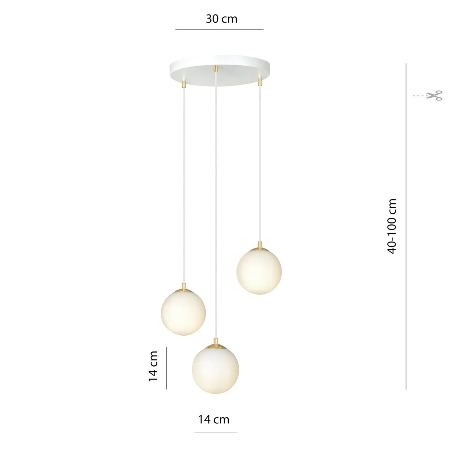 Lámpara colgante Royal, 3 luces, blanco opalino/blanco, cristal, E14