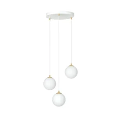 Lámpara colgante Royal, 3 luces, blanco opalino/blanco, cristal, E14