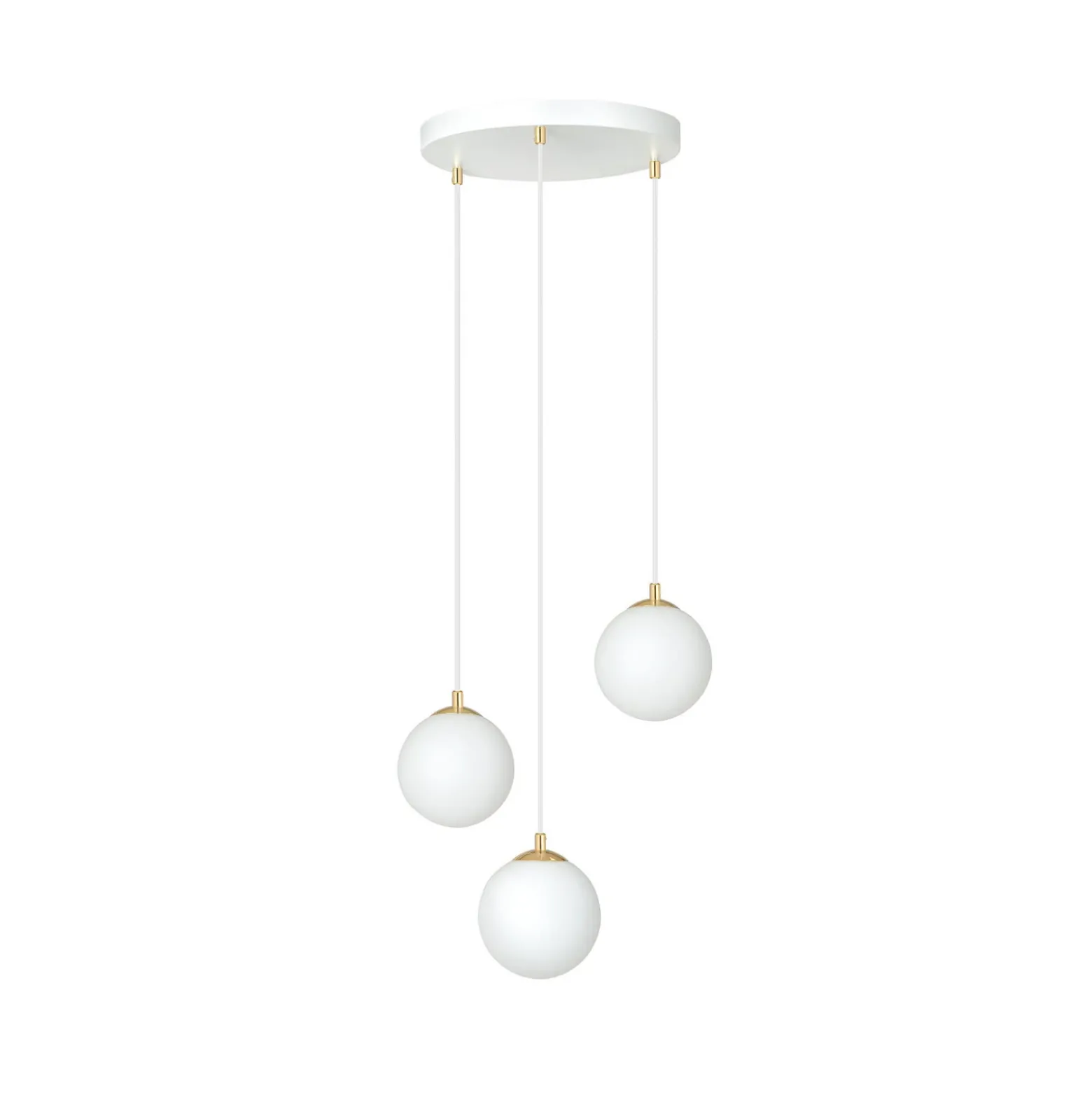 Lámpara colgante Royal, 3 luces, blanco opalino/blanco, cristal, E14