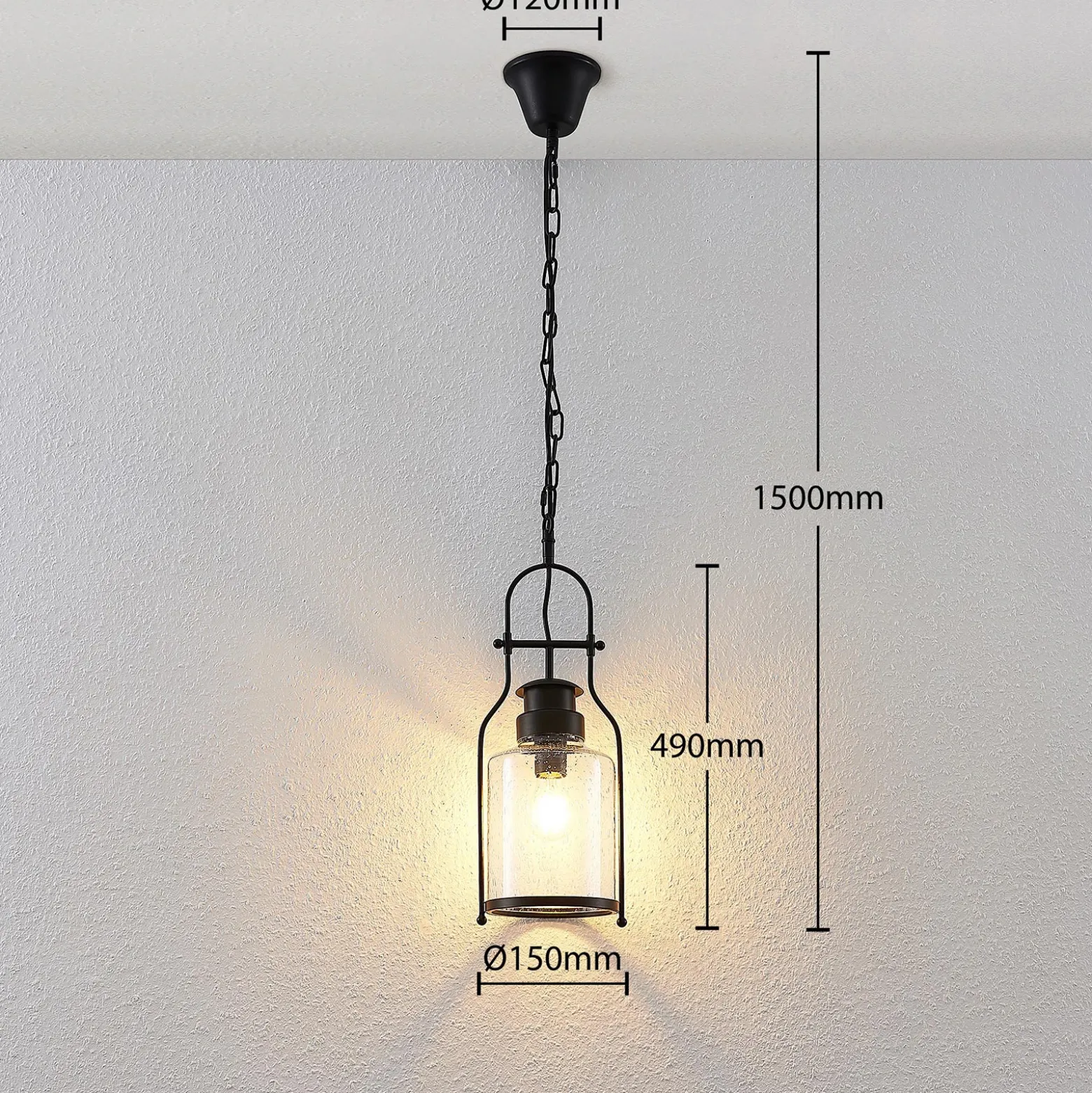Lámpara colgante Rozalie de Lindby, negra, metal, farol, 21 cm