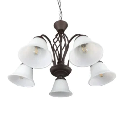Lámpara colgante Rustica, color óxido, 5 luces