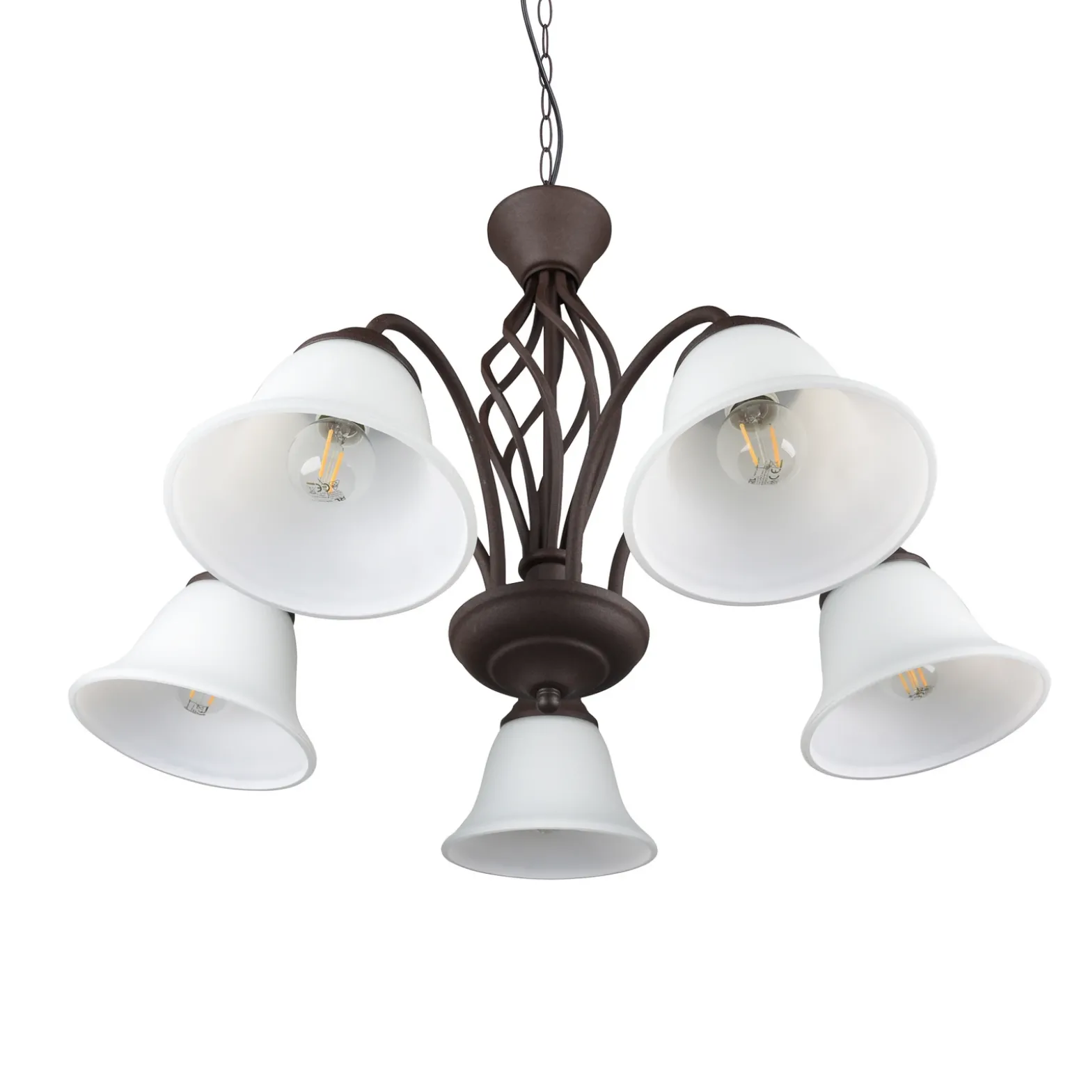 Lámpara colgante Rustica, color óxido, 5 luces