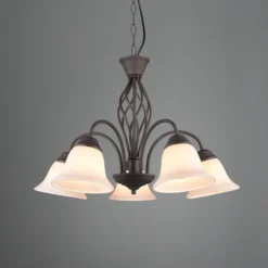 Lámpara colgante Rustica, color óxido, 5 luces