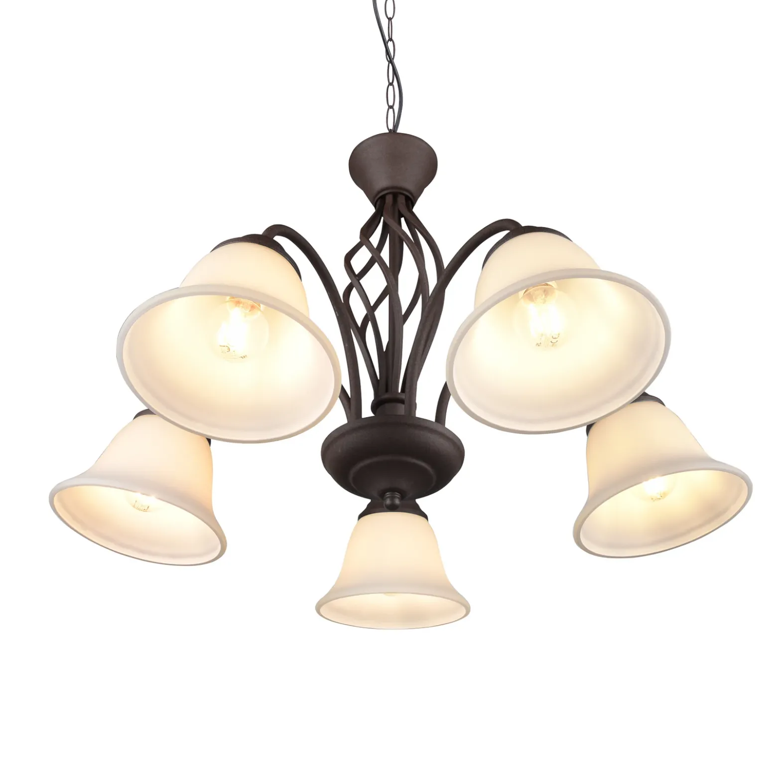 Lámpara colgante Rustica, color óxido, 5 luces