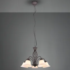 Lámpara colgante Rustica, color óxido, 5 luces