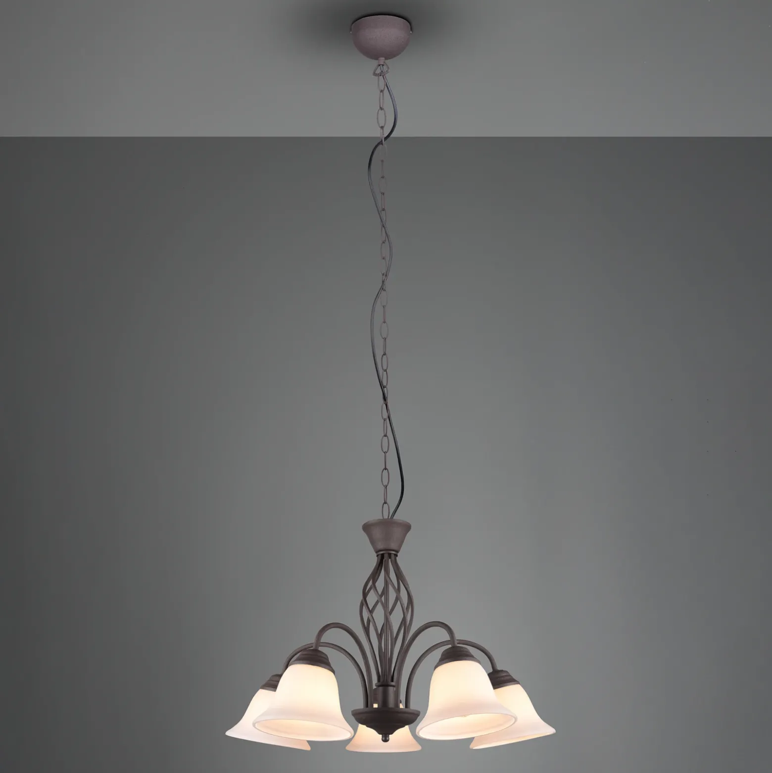 Lámpara colgante Rustica, color óxido, 5 luces
