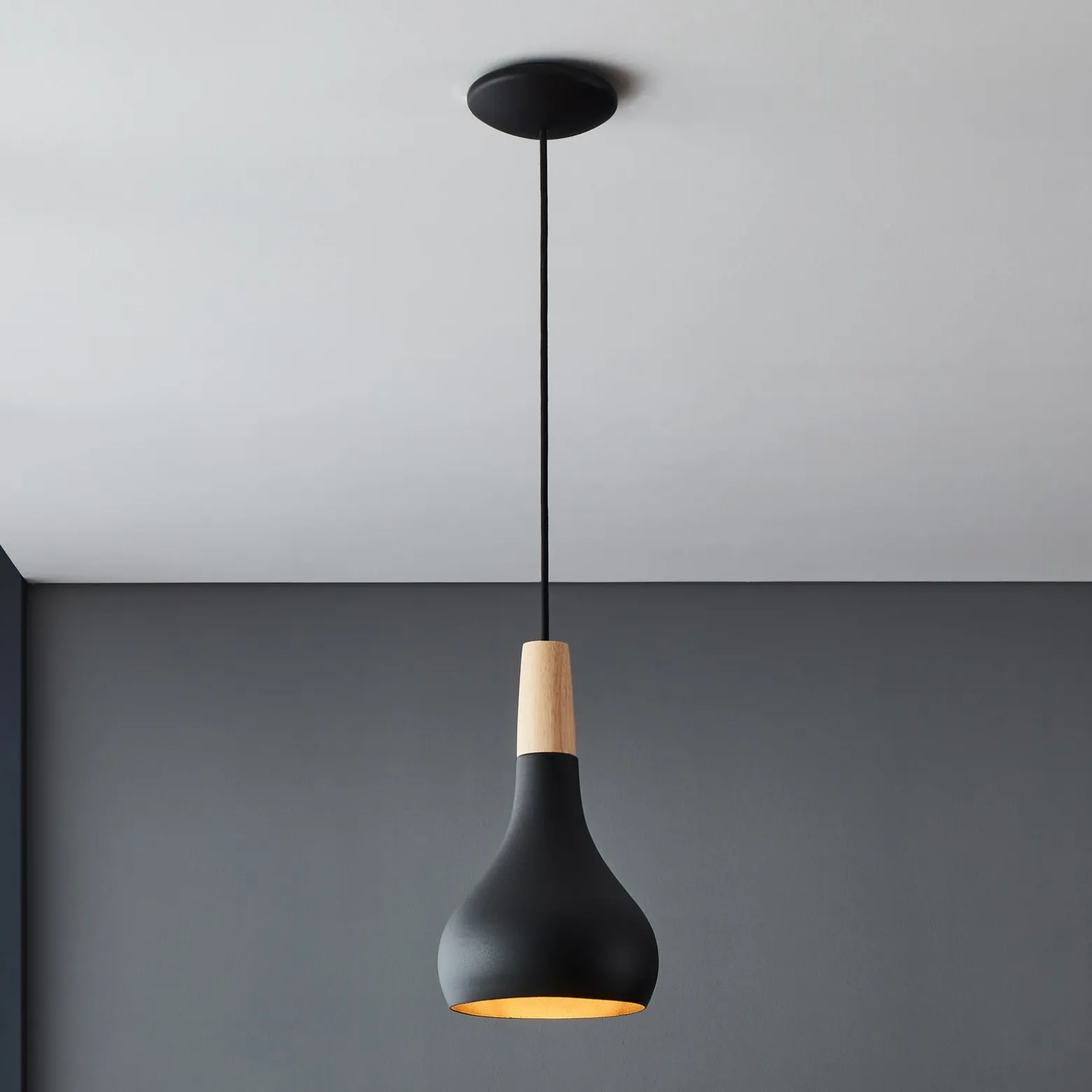 Lámpara colgante Sabinar, 1 luz, negra, Ø 18 cm