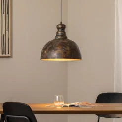 Lámpara colgante Saglam, 1 luz, latón antiguo, metal, Ø 40 cm