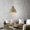 Lámpara colgante Samia, madera de mango, textura beige