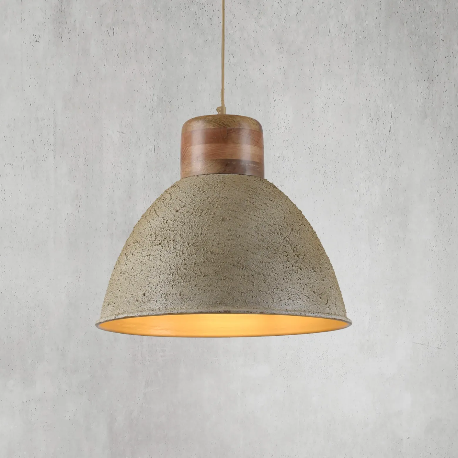 Lámpara colgante Samia, madera de mango, textura beige