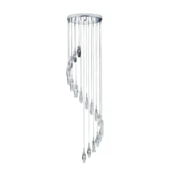 Lámpara colgante Sculptured Ice, 9 luces, cromo/claro, cristal, G4