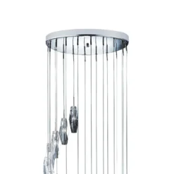 Lámpara colgante Sculptured Ice, 9 luces, cromo/claro, cristal, G4