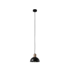 Lámpara colgante Seco, Ø 18 cm, negra, metal/madera