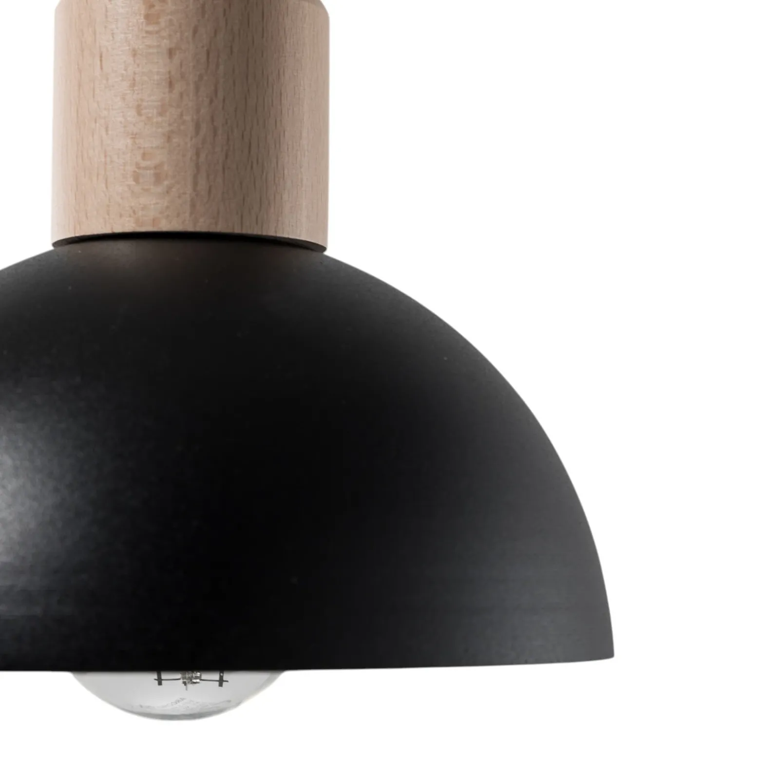 Lámpara colgante Seco, Ø 18 cm, negra, metal/madera