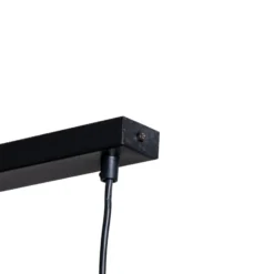 Lámpara colgante Seco, longitud 90 cm, negra, metal/madera, 4 luces.