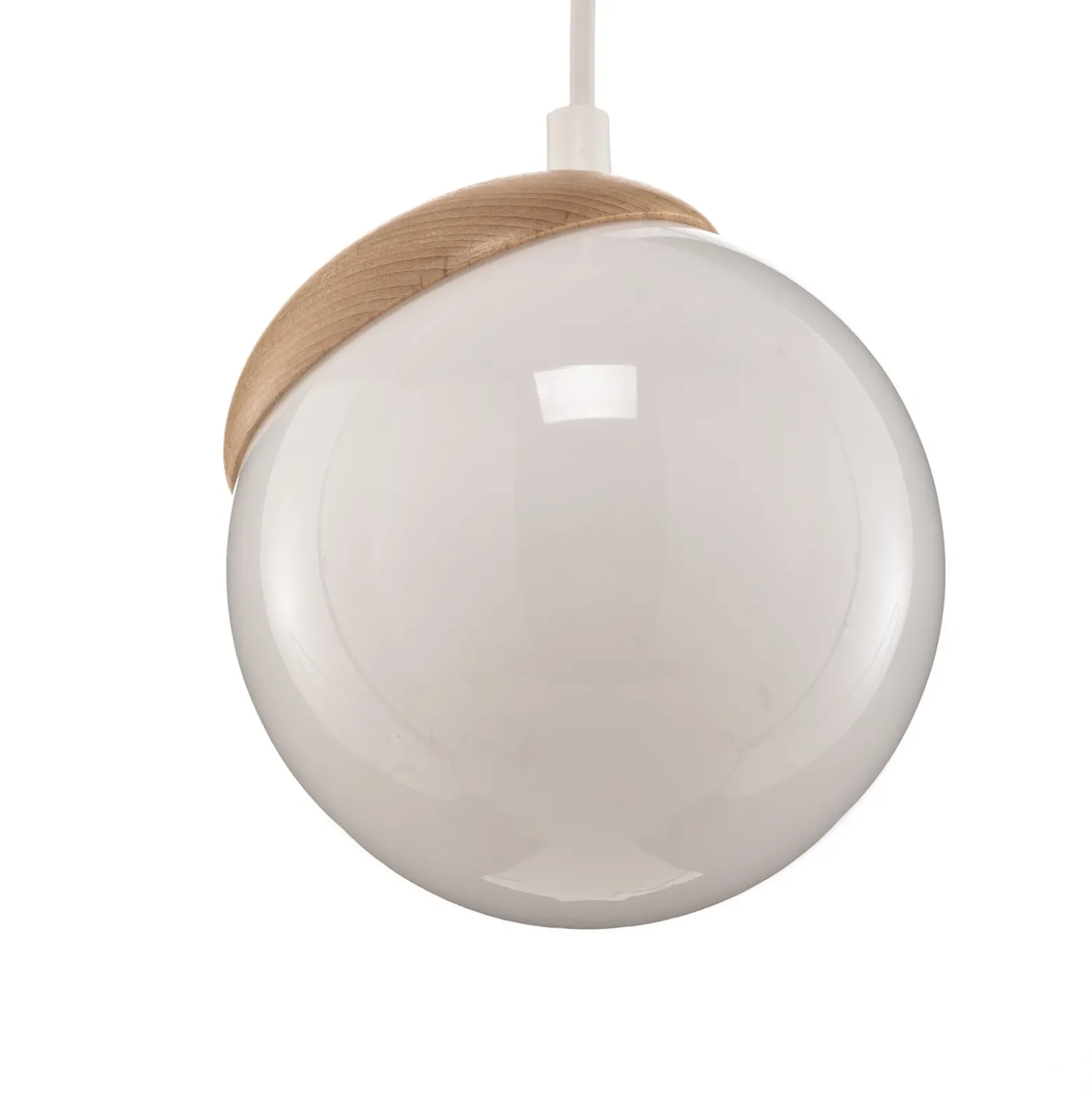 Lámpara colgante Sfera 1 luz cristal/madera clara