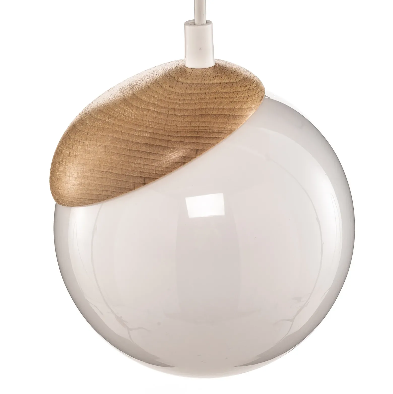 Lámpara colgante Sfera 1 luz cristal/madera clara