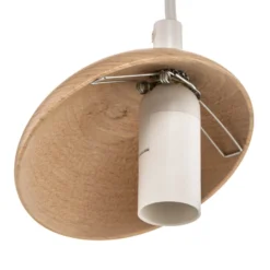 Lámpara colgante Sfera 1 luz cristal/madera clara